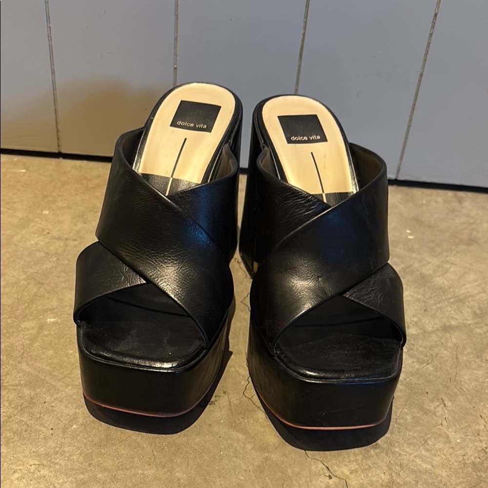 Dolce Vita Black Platform Mules with Block Heel